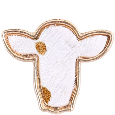 Cow Hide Earrings - Tan & White