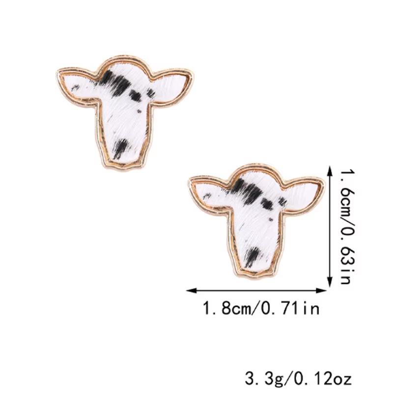 Cow Hide Earrings - Tan & White