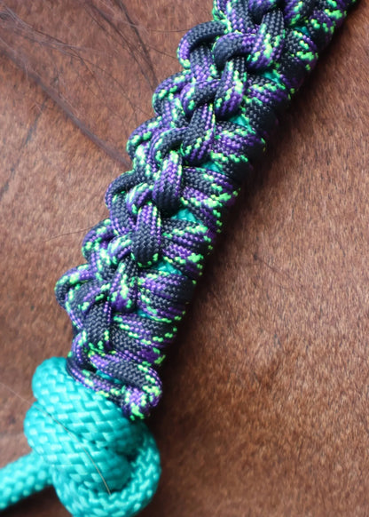 Green Rope Halter with Green & Purple Braid 💚💜 - Feral Pony