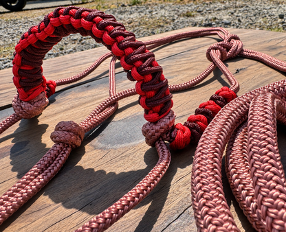 Dusty Rose, Brown & Red Rope Halter & Lead 🤎❤️
