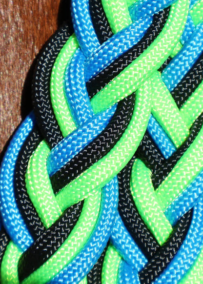 Paracord Plaited Split Reins - Neon - Feral Pony