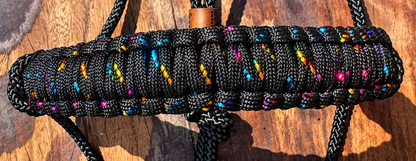 Black Stiff Rope Halter with Multicolour Glitter & Black Weave