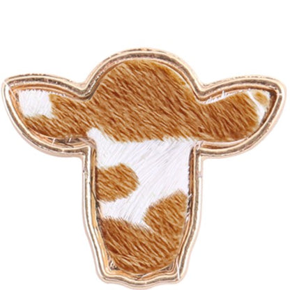 Cow Hide Earrings - Tan & White