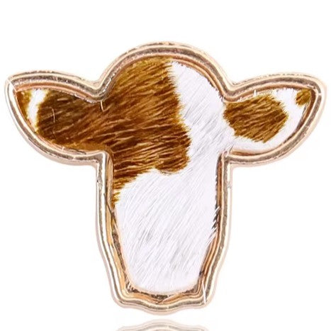 Cow Hide Earrings - Tan & White