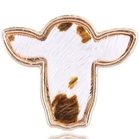 Cow Hide Earrings - Tan & White