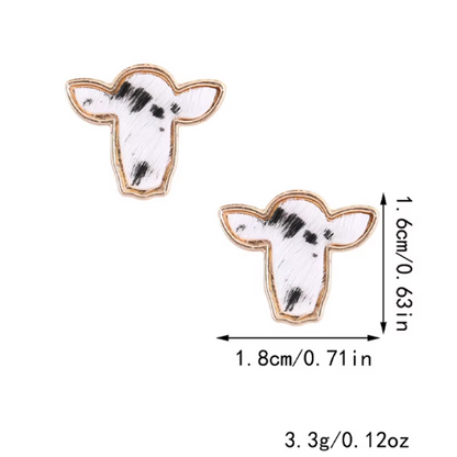 Cow Hide Earrings - Tan & White