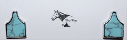 Turquoise Cattle Tag Earrings