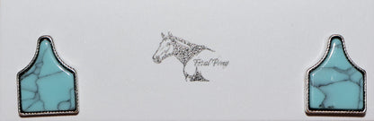 Turquoise Cattle Tag Earrings