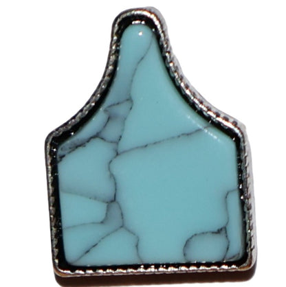 Turquoise Cattle Tag Earrings