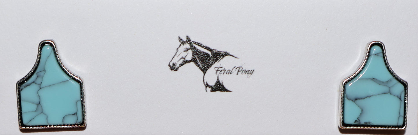 Turquoise Cattle Tag Earrings