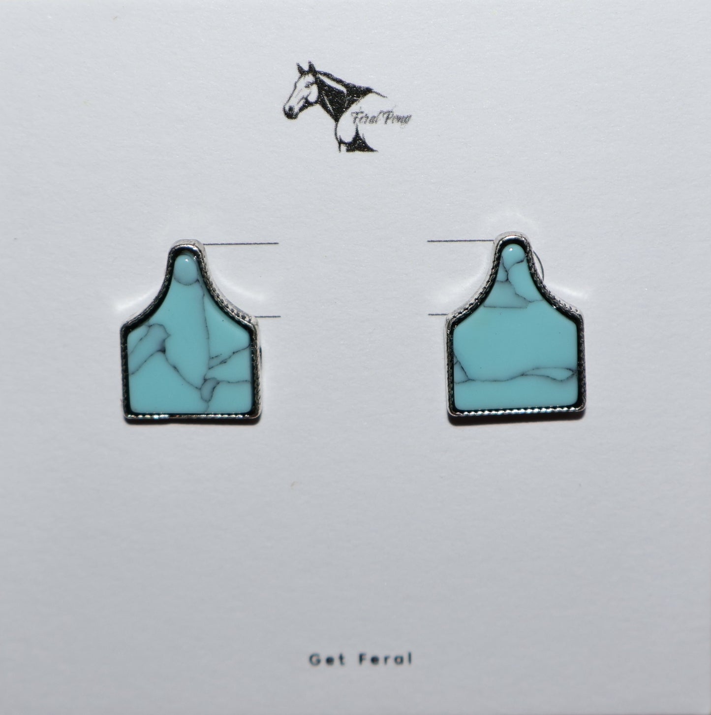 Turquoise Cattle Tag Earrings