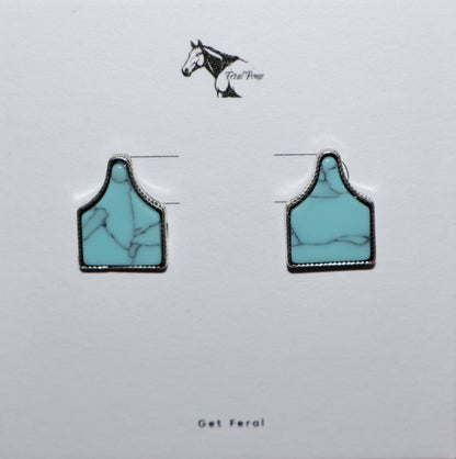 Turquoise Cattle Tag Earrings