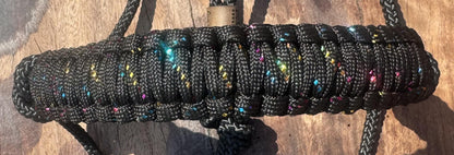 Black Stiff Rope Halter with Multicolour Glitter & Black Weave