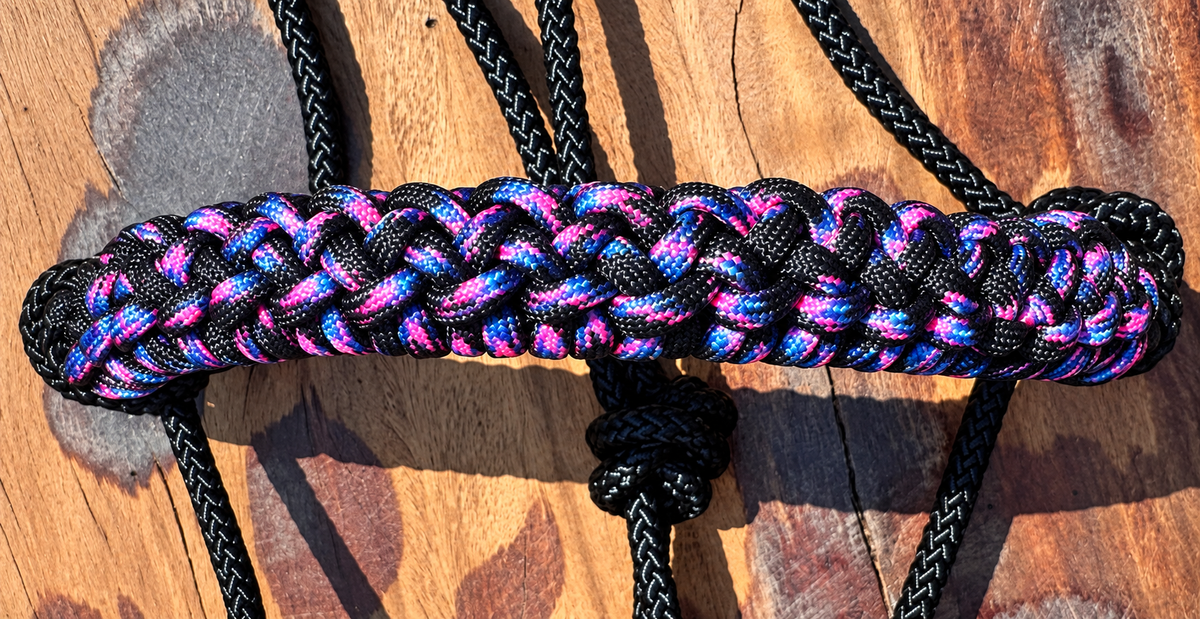 Black Rope Halter with Pink & Purple Multicoloured Weave