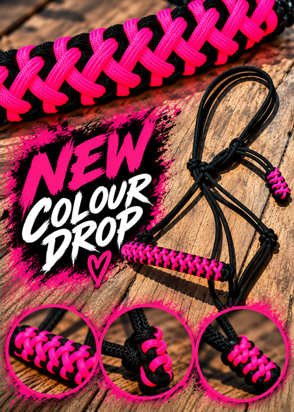 Black Stiff Rope & Hot Pink Halter 🖤💖