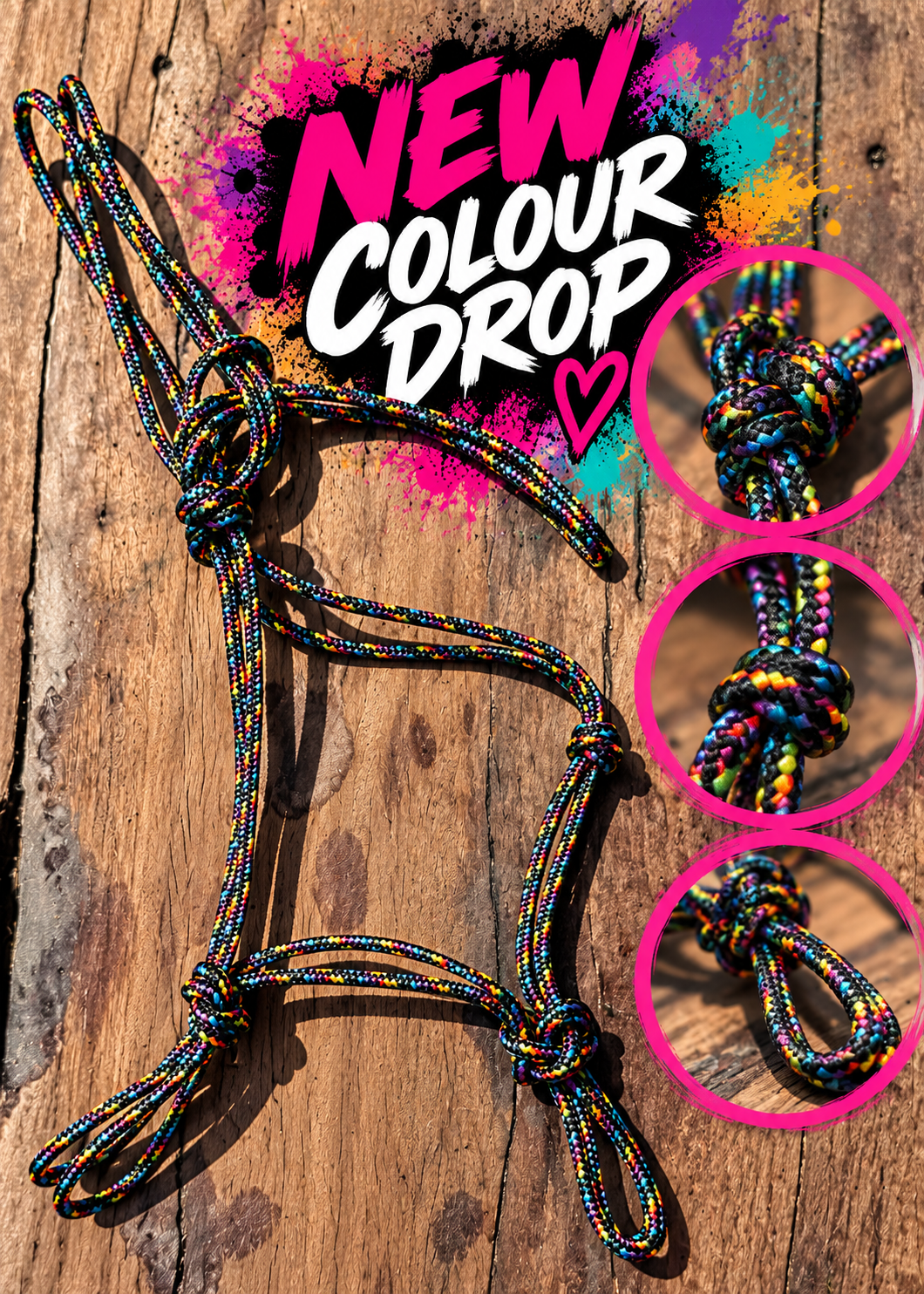 🌈 Rainbow Multicolour Rope Halter