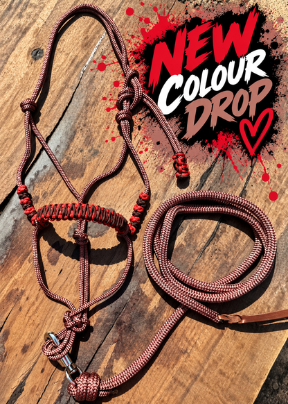 Dusty Rose, Brown & Red Rope Halter & Lead 🤎❤️