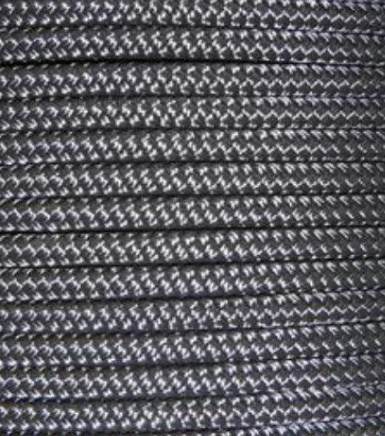 Close-up of gray braided cord