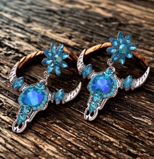 Turquoise Longhorn Blossom Earrings