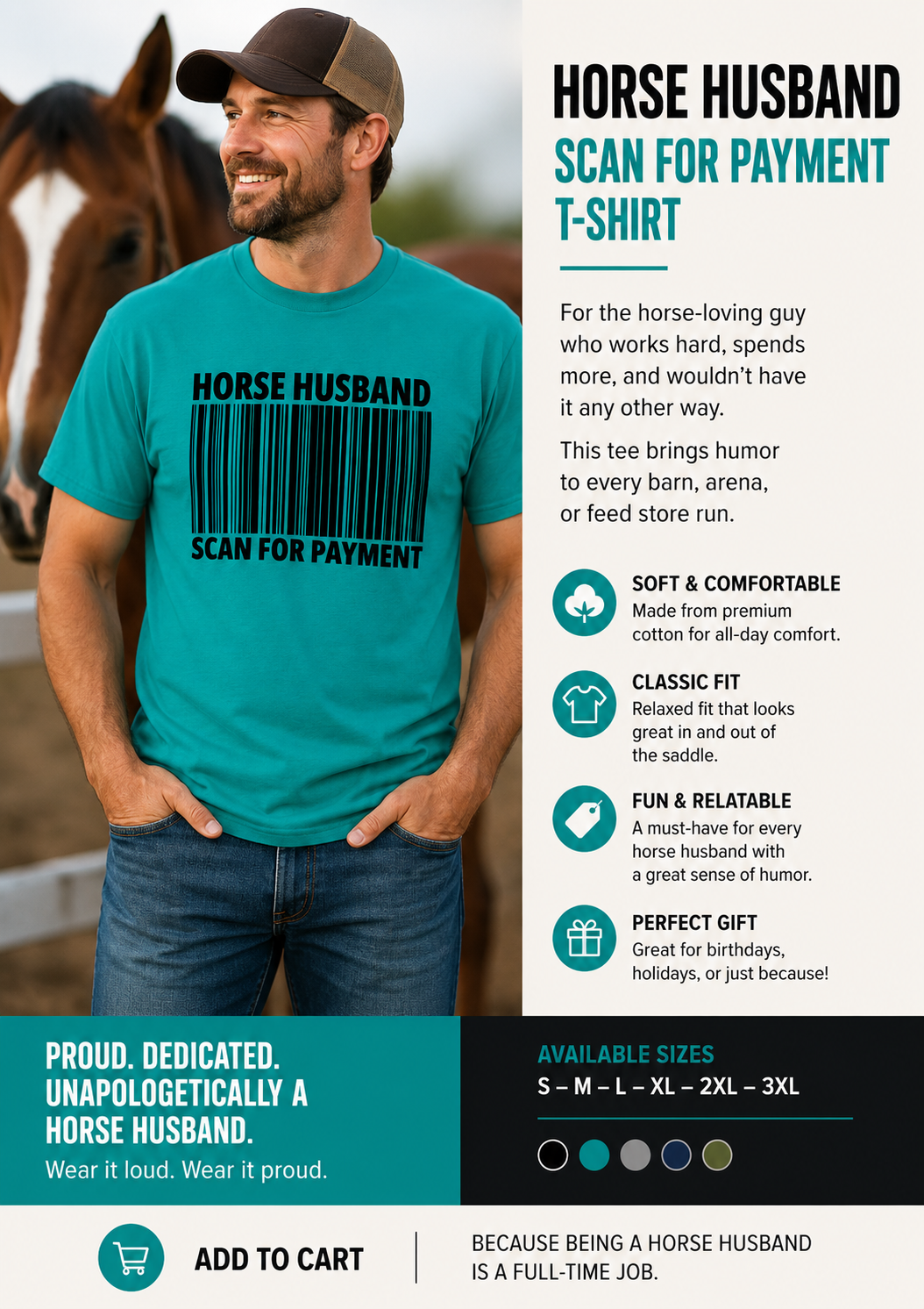 Horse Husband - Colour - DryBlend® T-Shirt