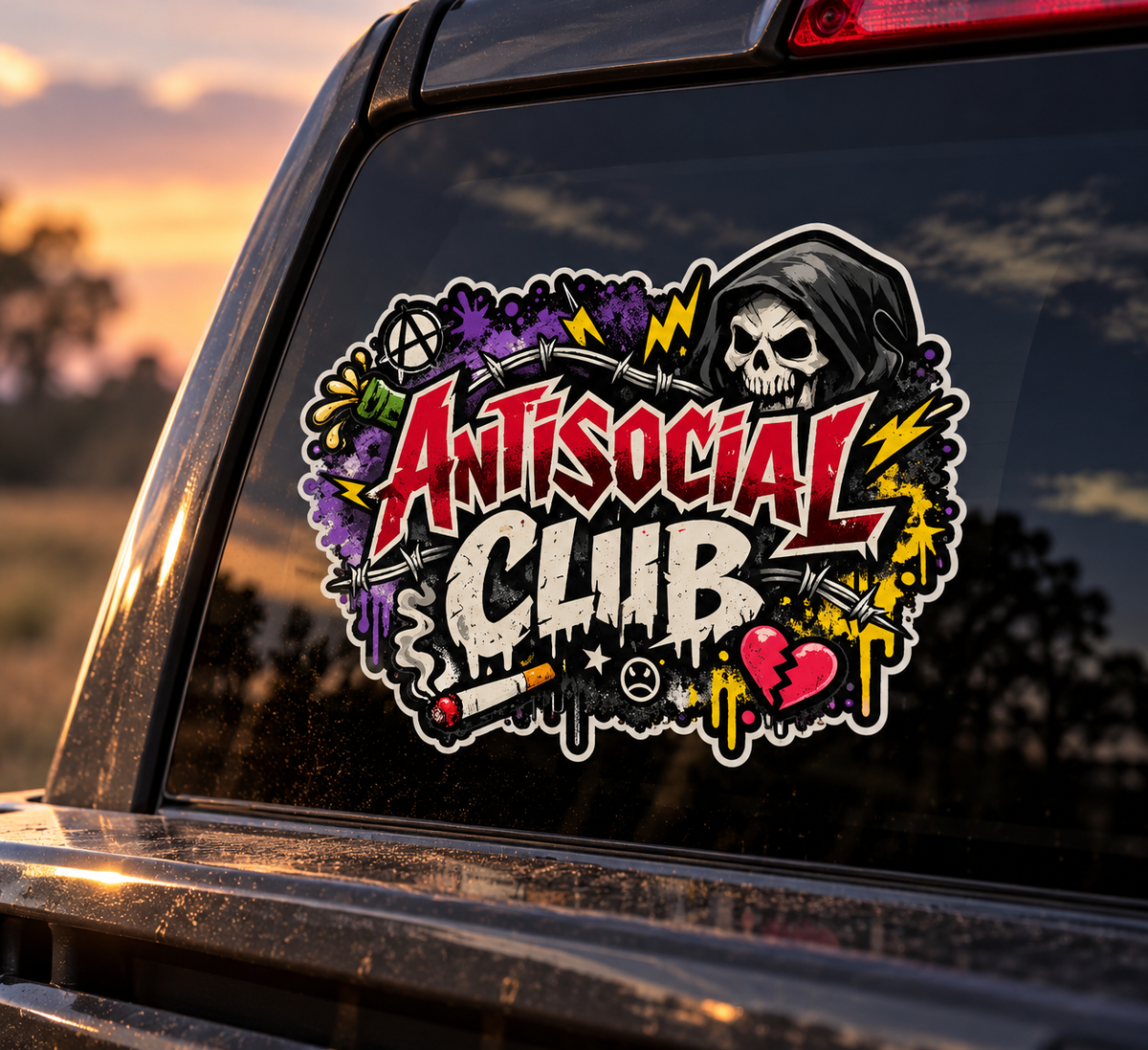 Antisocial Club – Vinyl Sticker 💀🖤